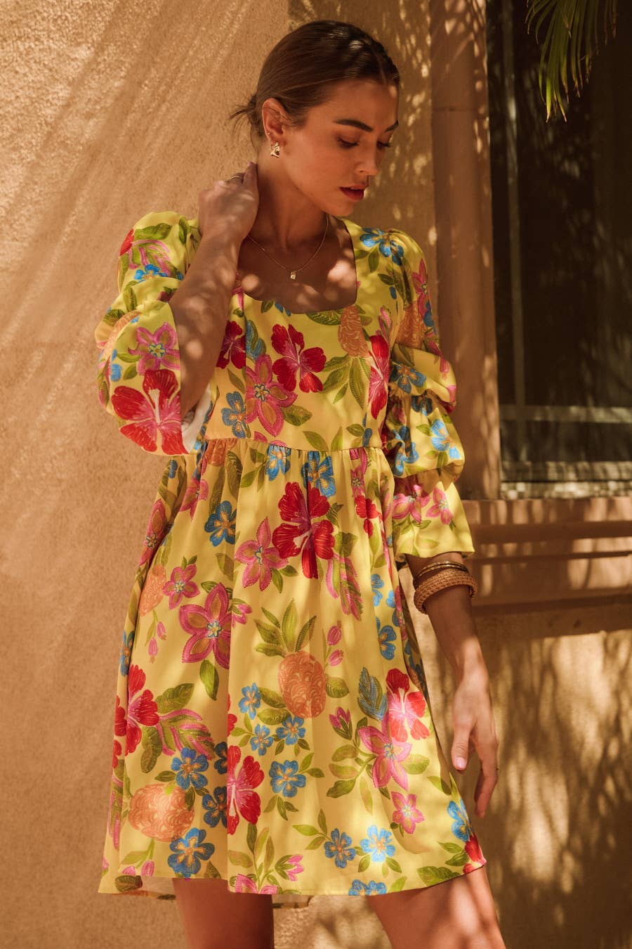 Floral Embroidery Printed Mini Dress