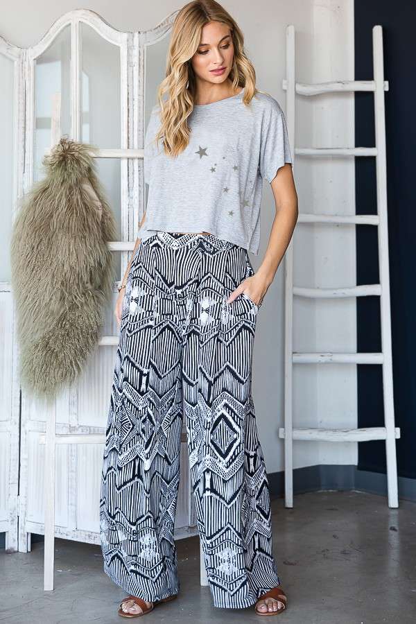 Retro Print Wide Pant