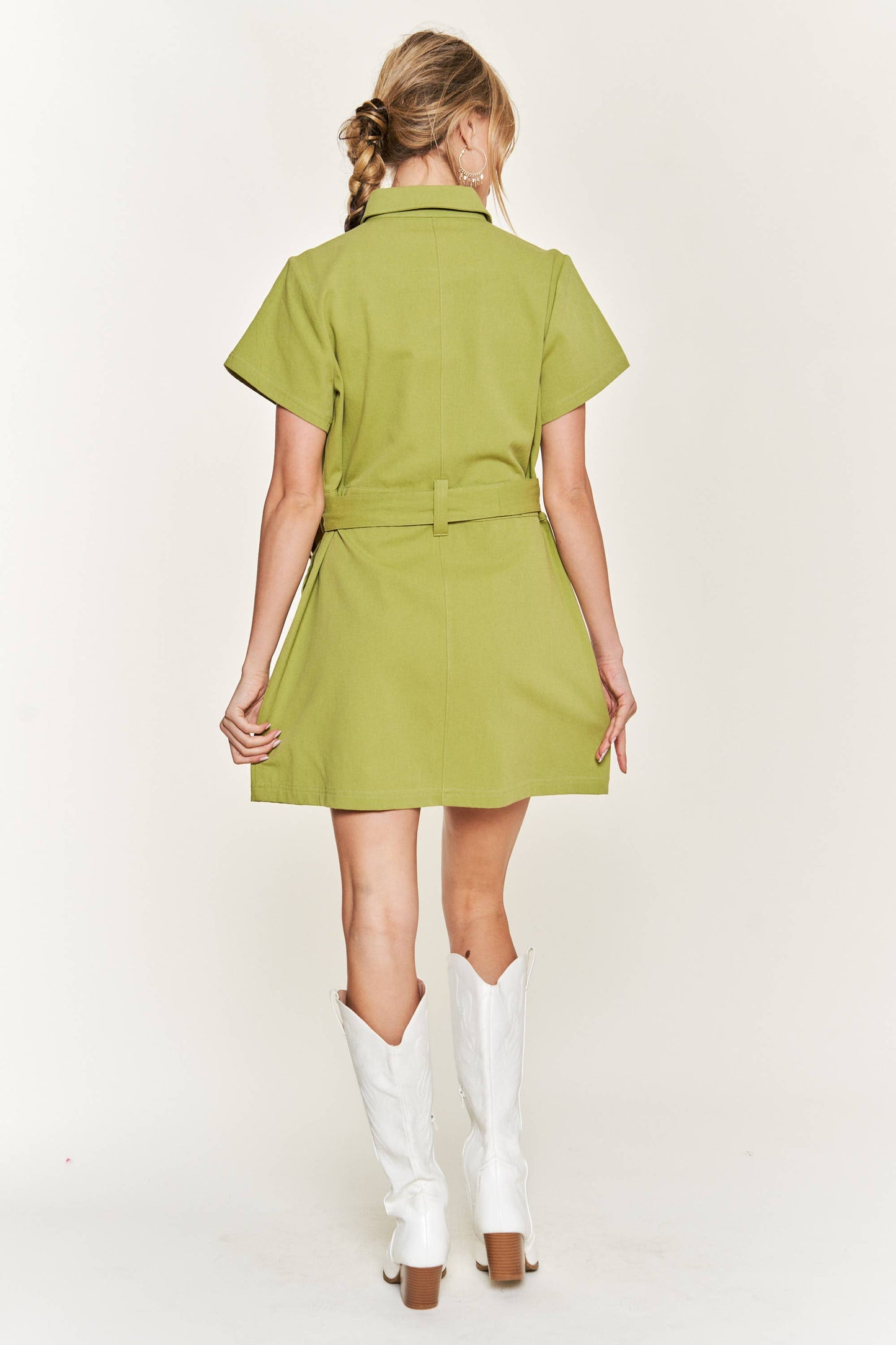 Belted Cotton Kiwi Dress