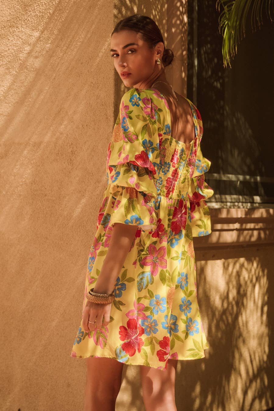 Floral Embroidery Printed Mini Dress