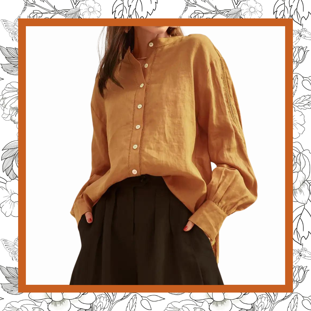Flax-Linen Oversized Button-Up Shirt
