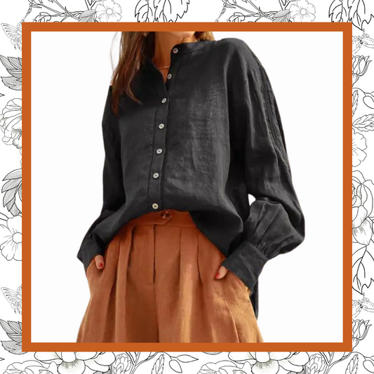 Flax-Linen Oversized Button-Up Shirt