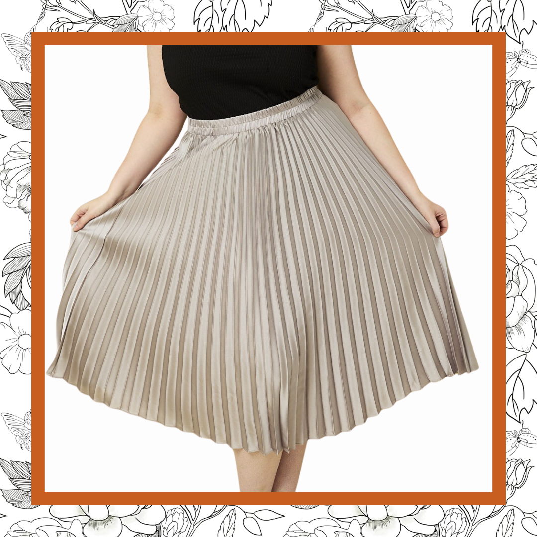 Pleated Satin Skirt