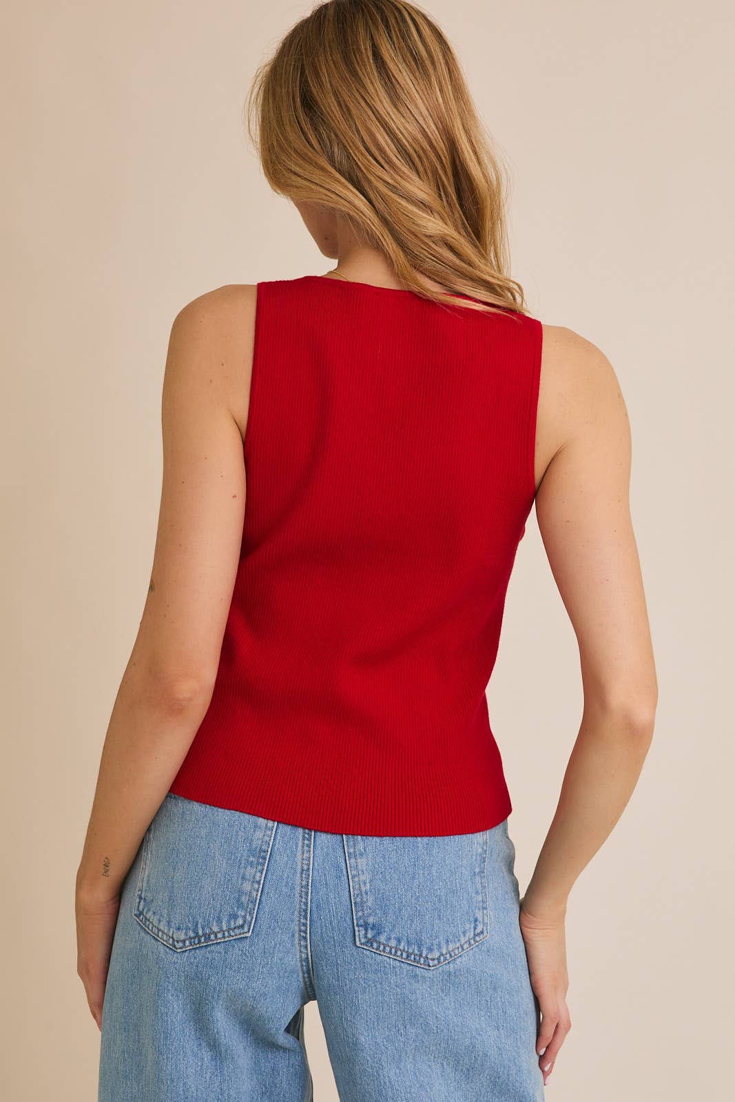Boat Neck Button Up Ribbed Top