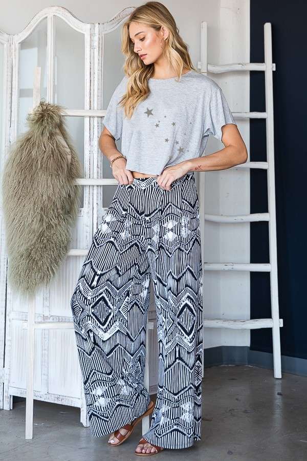 Retro Print Wide Pant