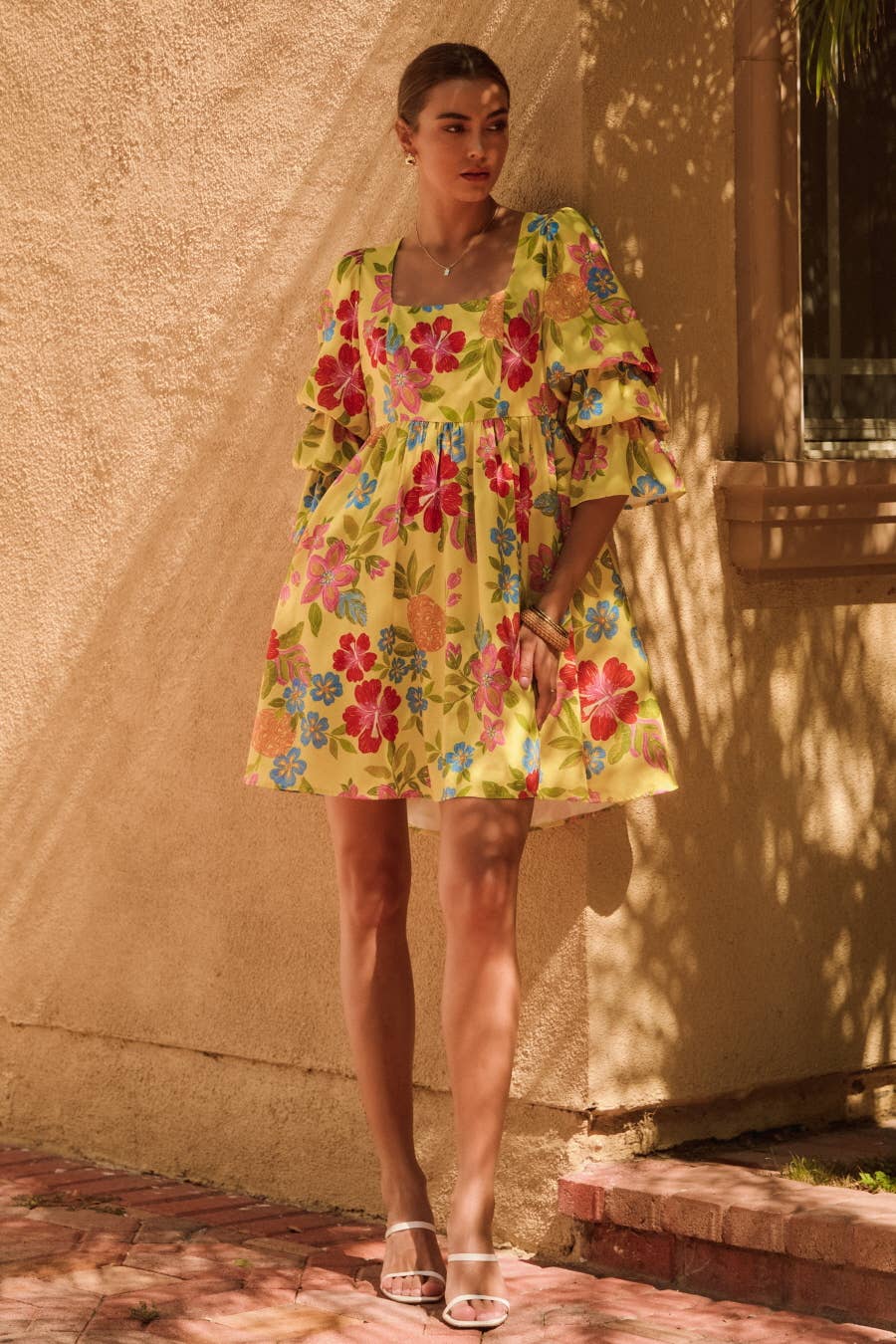 Floral Embroidery Printed Mini Dress
