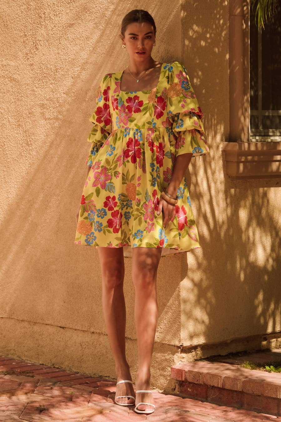 Floral Embroidery Printed Mini Dress